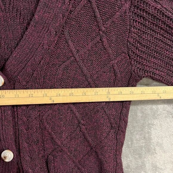 BloomChic Cable Knit Spacedye Pocket Button Front Cardigan Maroon Burgundy Sz 1X - Picture 6 of 10